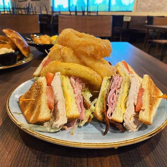 Sandwich with Onion Rings Topping